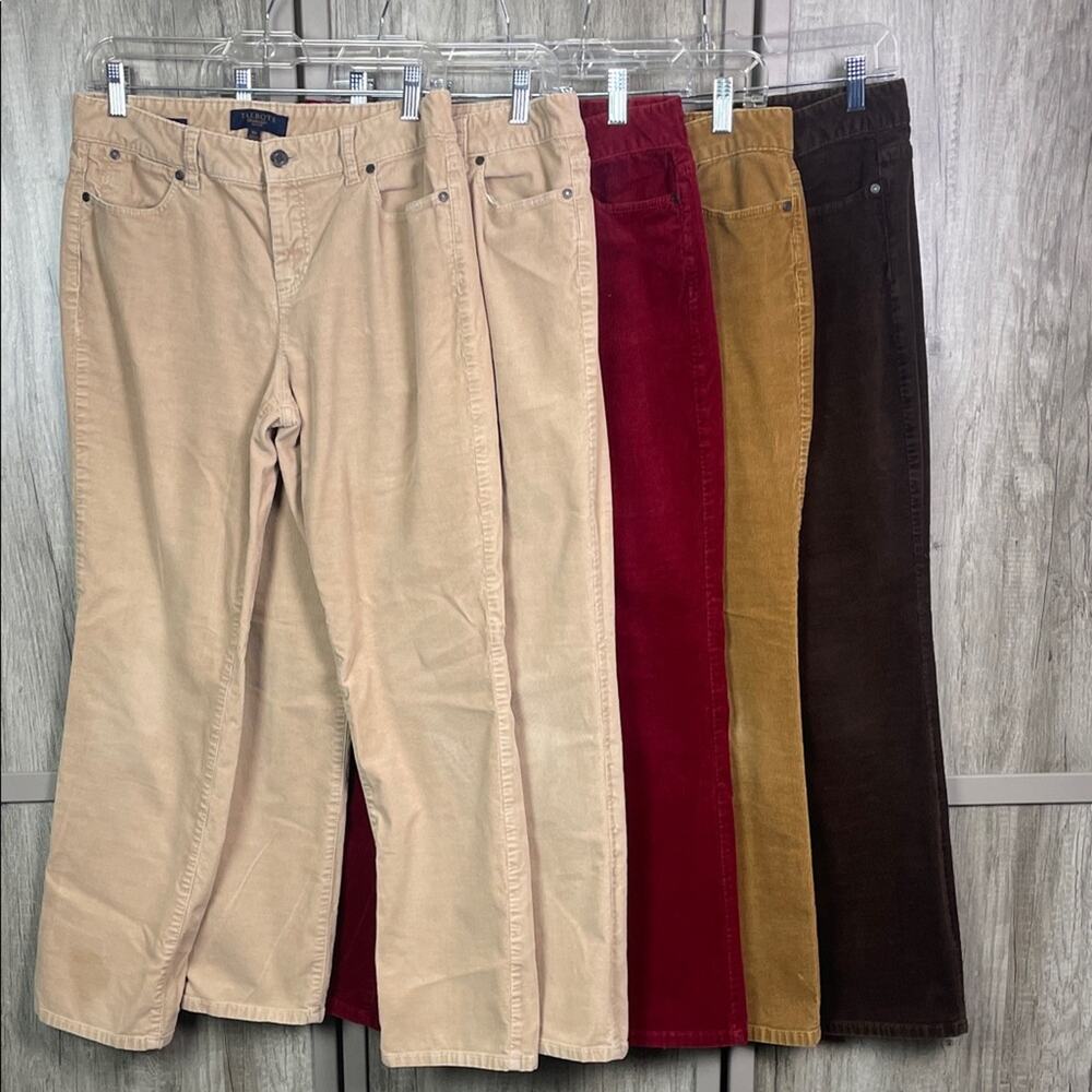 Bundle of Talbots Corduroy Pants in Tan, Burgundy, Mustard and Brown Women's 10P